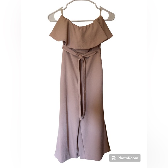 Babaton Pants - ARITZIA Babaton Blush Pink Strapless Neck Ruffle Detail Flutter Jumpsuit Size 00